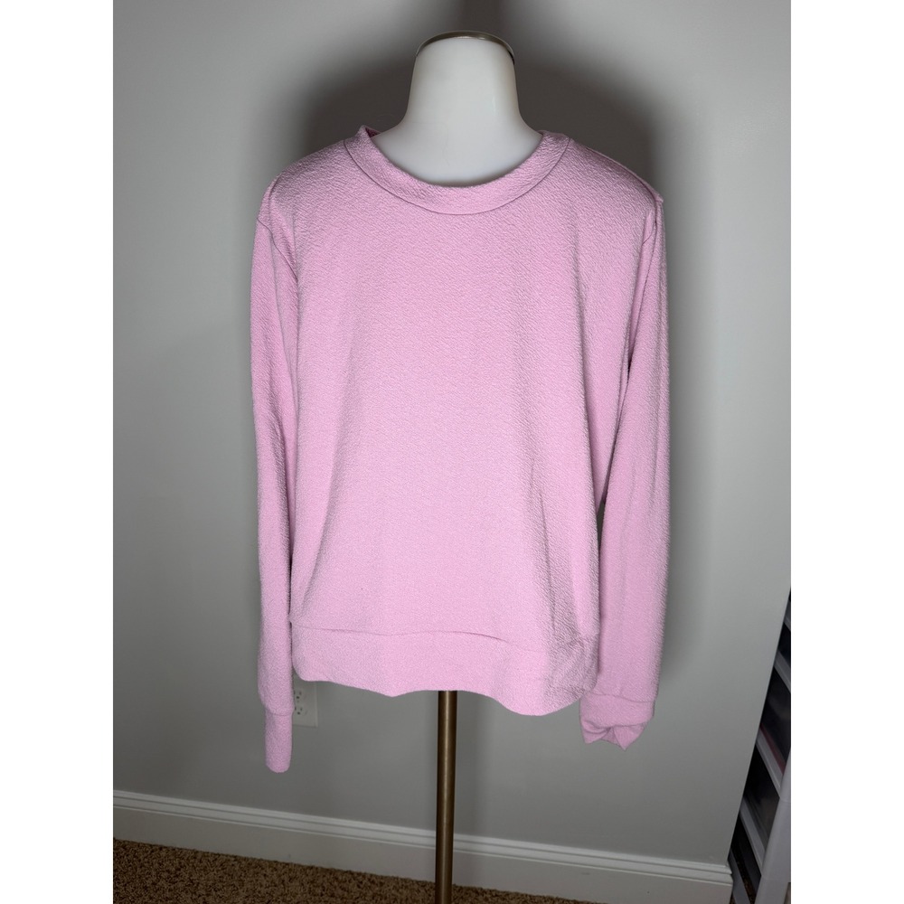 Avia Womens XXL Pink Textured Long Sleeve Thumbhole Sweatshirt Activewear Top